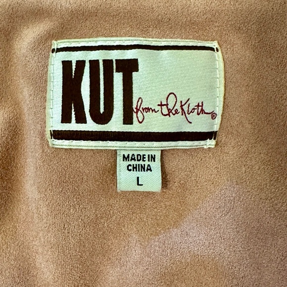 Pretty Pale Pink Faux Suede Kut from the Kloth Open Front Jacket with Pockets - Picture 3 of 4